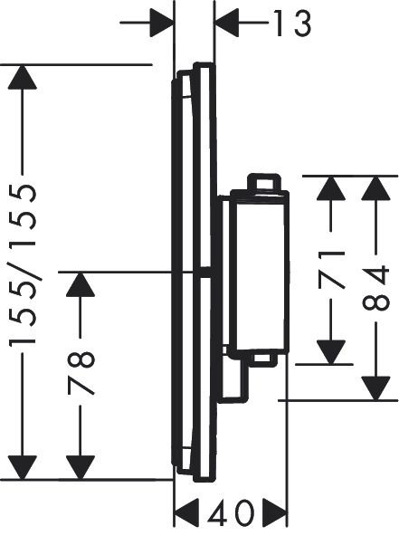 Set de finition pour mitigeur thermostatique encastré Hansgrohe ShowerSelect Comfort Q avec 1 fonction en noir chromé brossé