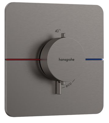 Set de finition pour mitigeur thermostatique encastré Hansgrohe ShowerSelect Comfort Q en noir chromé brossé
