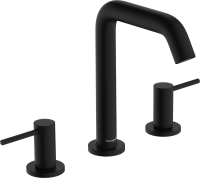 Mélangeur de lavabo 3 trous Hansgrohe Tecturis S 150 avec bonde Push-Open en noir mat