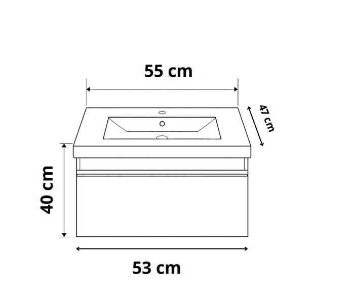 Meuble de salle de bains à un tiroir pour lavabo Geberit Selnova Square 55 cm (sans vasque) - vue 10