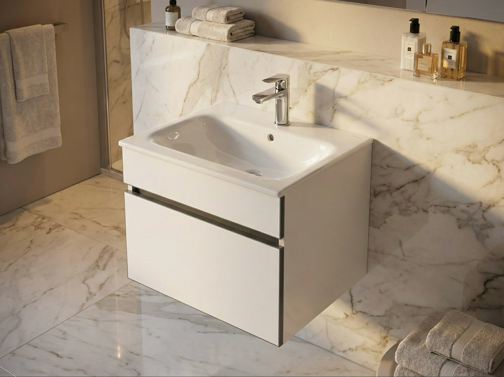 Meuble de salle de bains à un tiroir pour lavabo Geberit Selnova Square 55 cm (sans vasque) - vue 6