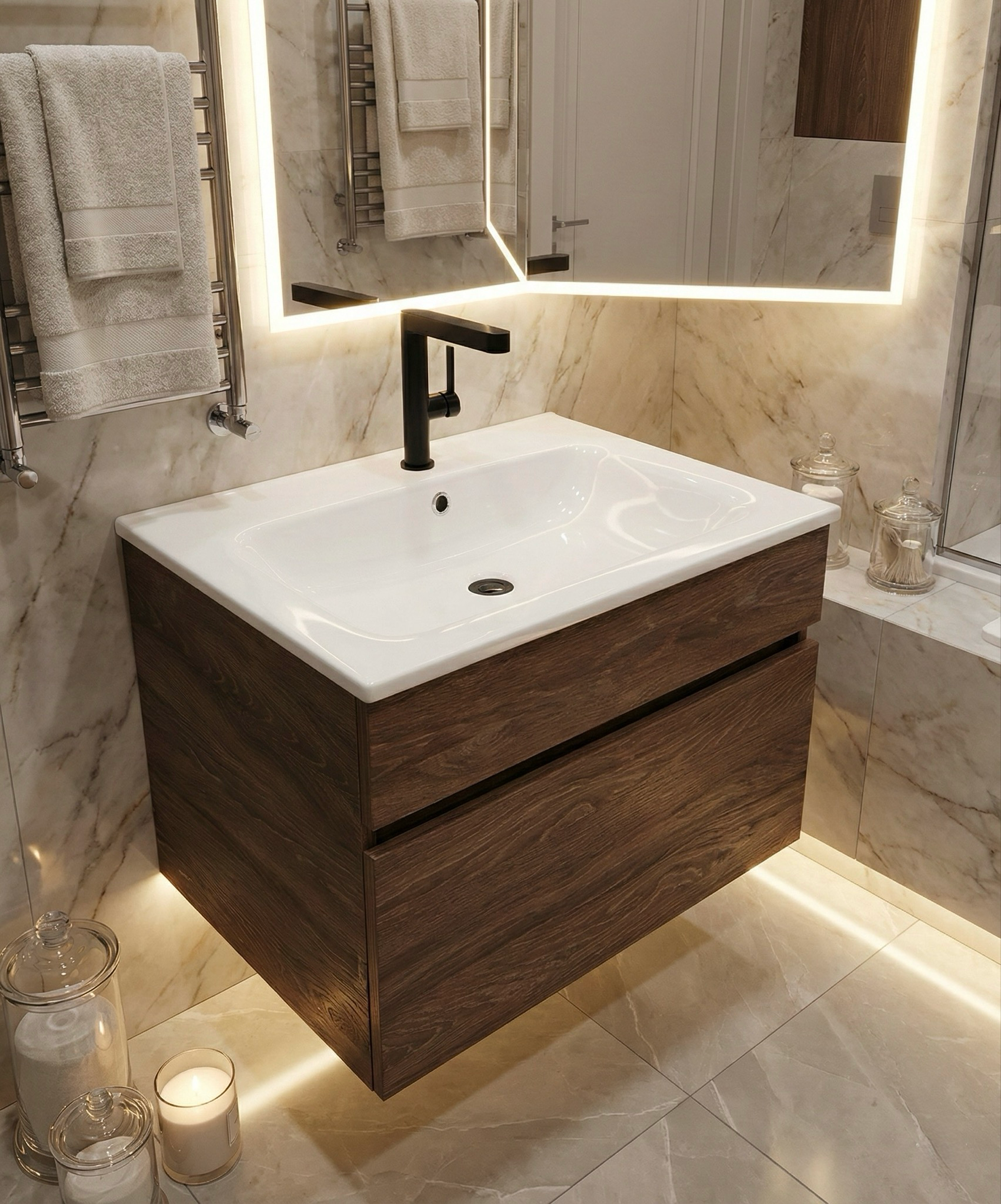 Meuble de salle de bains à un tiroir pour lavabo Geberit Selnova Square 55 cm (sans vasque) - vue 2