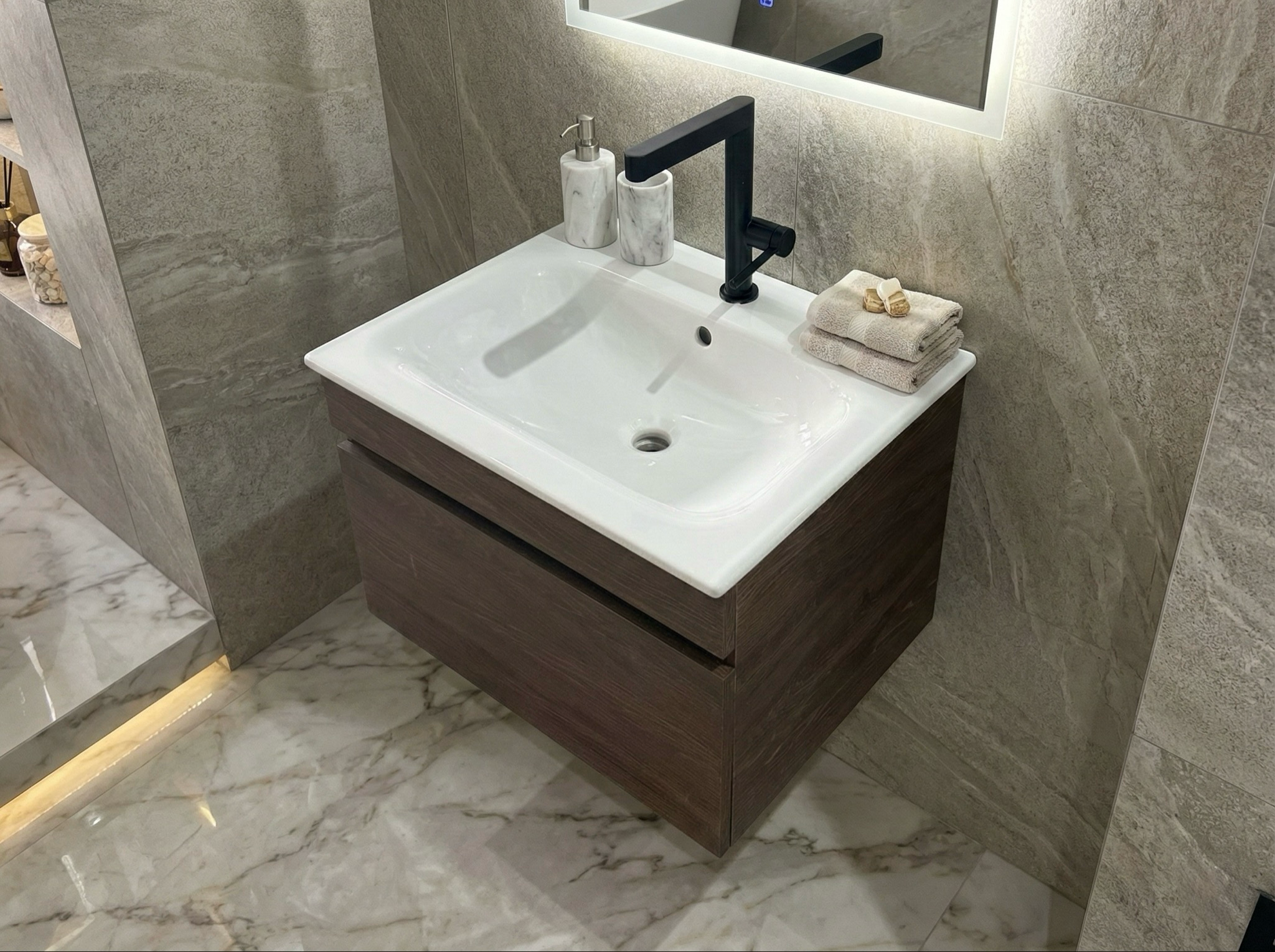 Meuble de salle de bains à un tiroir pour lavabo Geberit Selnova Square 55 cm (sans vasque) - vue 5