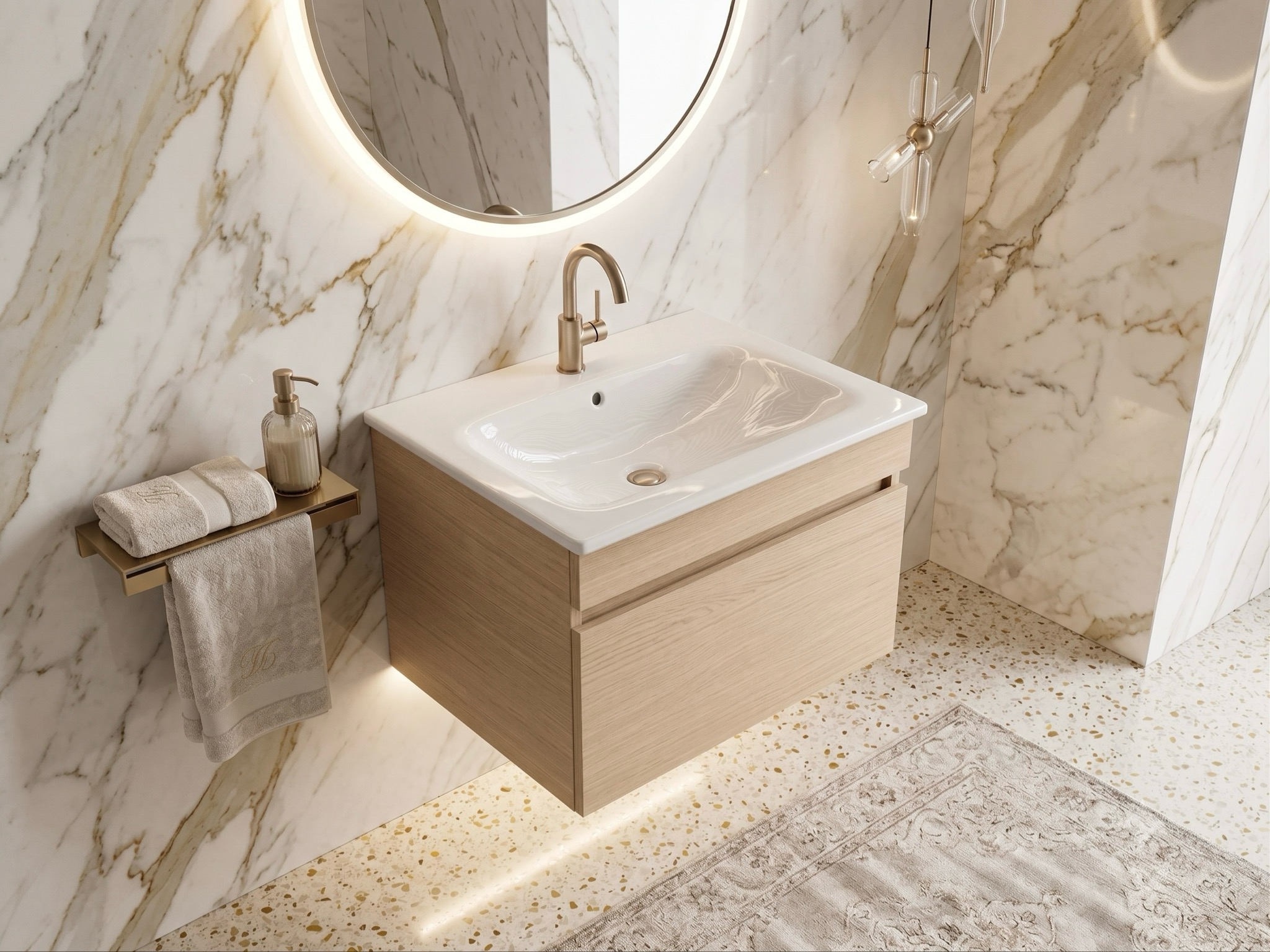 Meuble de salle de bains à un tiroir pour lavabo Geberit Selnova Square 55 cm (sans vasque) - vue 7