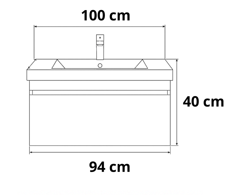 Meuble de salle de bains à un tiroir pour lavabo Geberit Selnova Square 100 cm (sans vasque) - vue 6