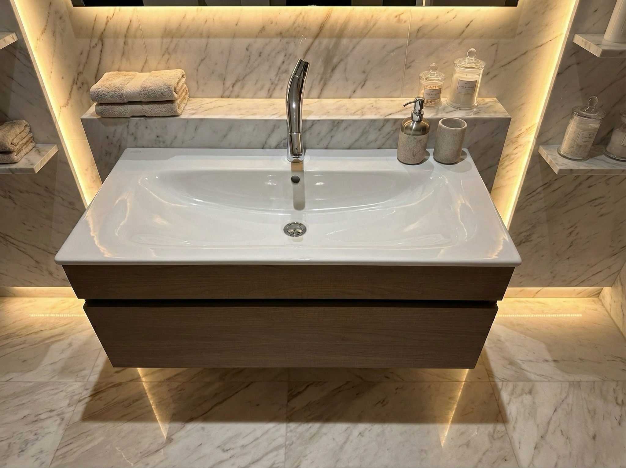 Meuble de salle de bains à un tiroir pour lavabo Geberit Selnova Square 100 cm (sans vasque) - vue 3