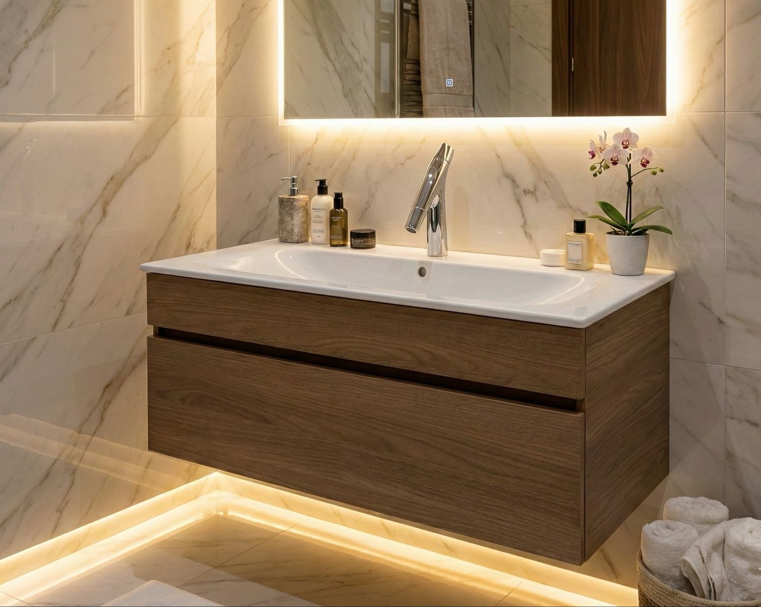 Bathroom Cabinet with One Drawer for Geberit Selnova Square Sink 100 cm (without Basin)