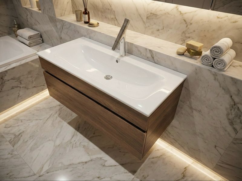 Meuble de salle de bains à un tiroir pour lavabo Geberit Selnova Square 100 cm (sans vasque)