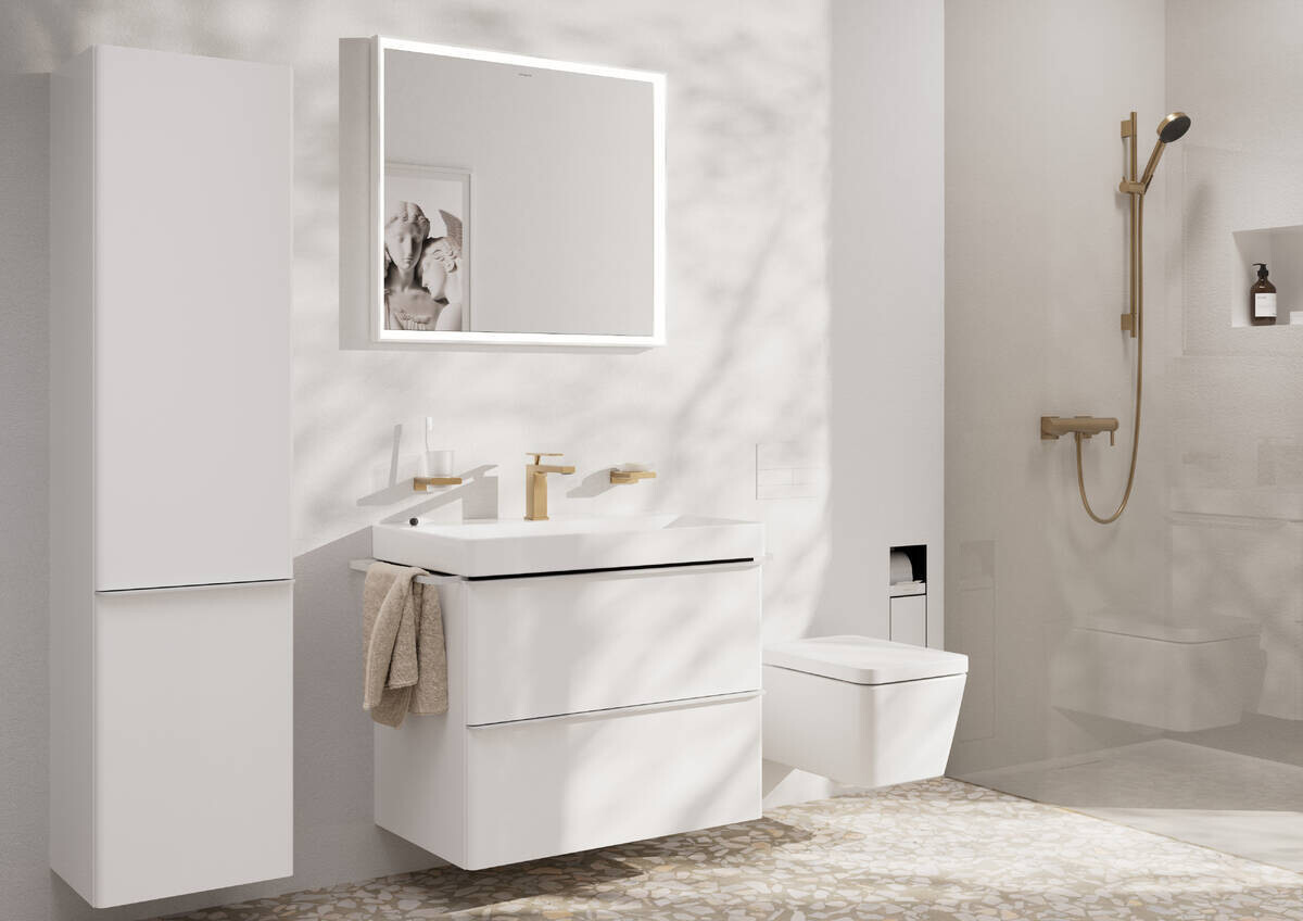 Hansgrohe Tecturis E 110 CoolStart Basin Mixer with Pull Rod and Brushed Bronze Waste Set