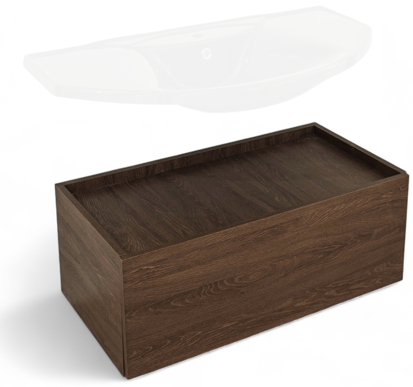 Meuble bas suspendu 100 cm pour salle de bain (sans vasque) - vue 2