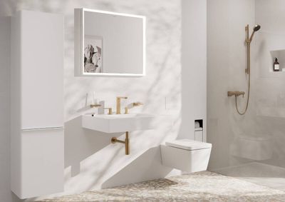 Mélangeur de lavabo 3 trous Hansgrohe Tecturis E 150 avec bonde Push-Open en bronze brossé