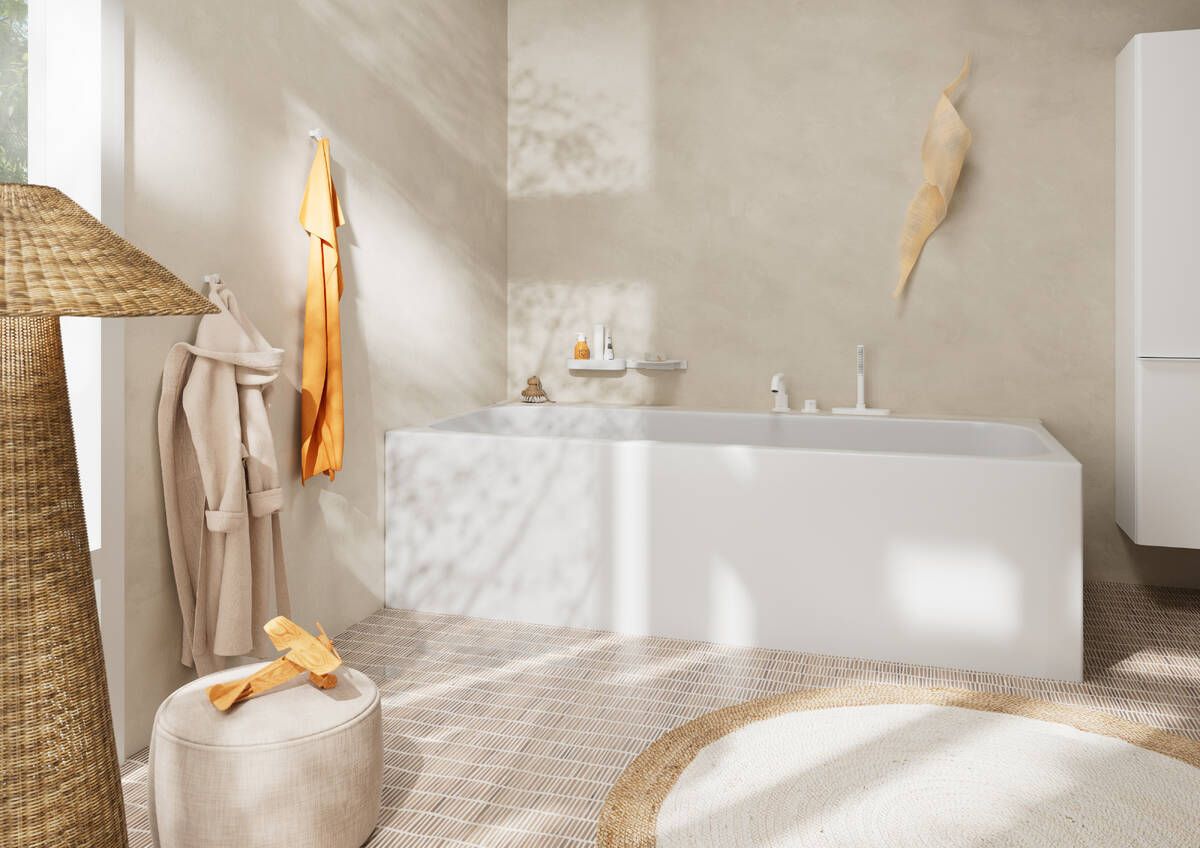 Mélangeur 3 trous pour montage sur bord de baignoire Hansgrohe Tecturis S avec sBox en blanc mat