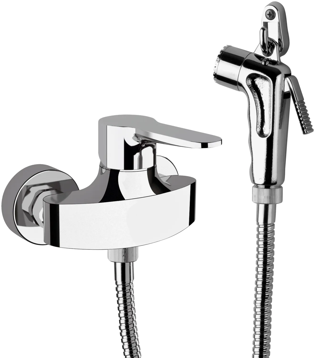 Hygienic WC Set with Exposed Mixer Remer Winner in Chrome-Plated Brass
