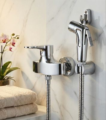 Hygienic WC Set with Exposed Mixer Remer Winner in Chrome-Plated Brass