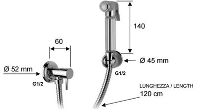 Hygienic WC Set with Visible Remer Minimal Faucet in Chrome-Plated Brass