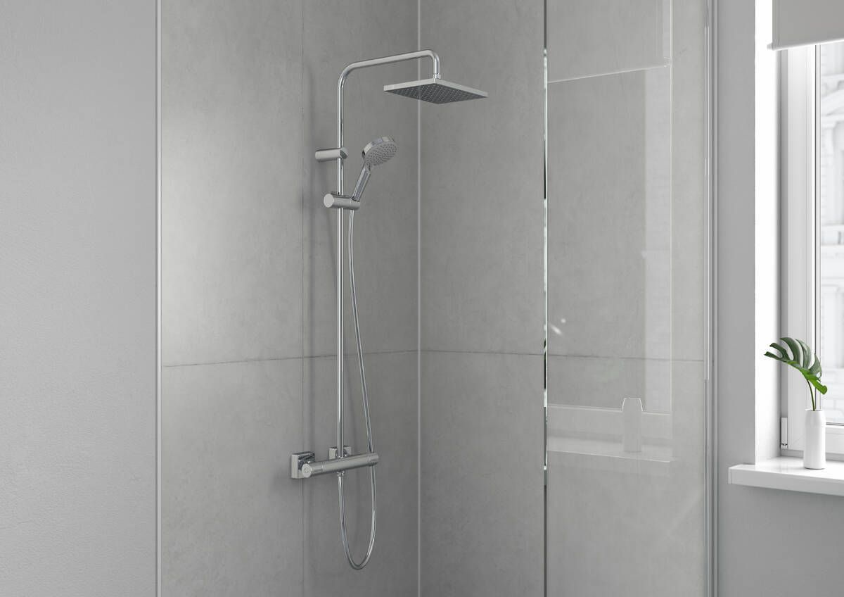 Colonne de douche Showerpipe Hansgrohe Vernis Shape 230 1 jet avec mitigeur thermostatique