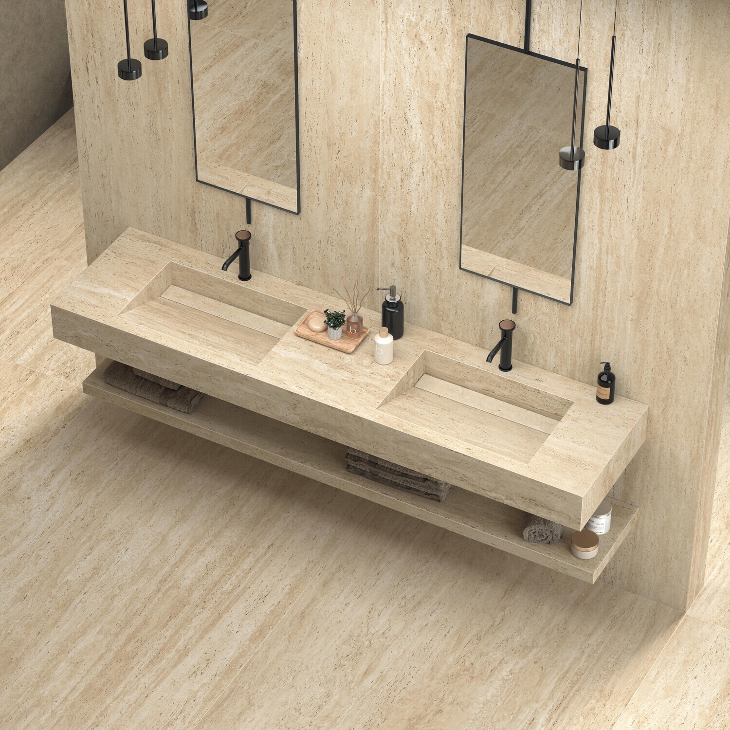 Grès cérame Marvel Travertine Sand Vein mat R11 60 x 120 cm (épaisseur 2 cm) - Atlas Concorde — vue 5