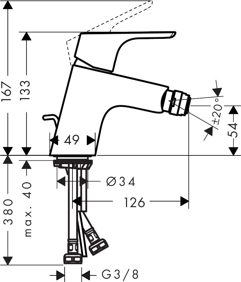 Hansgrohe Focus Bidet Mixer with Pull Rod and Drain Set