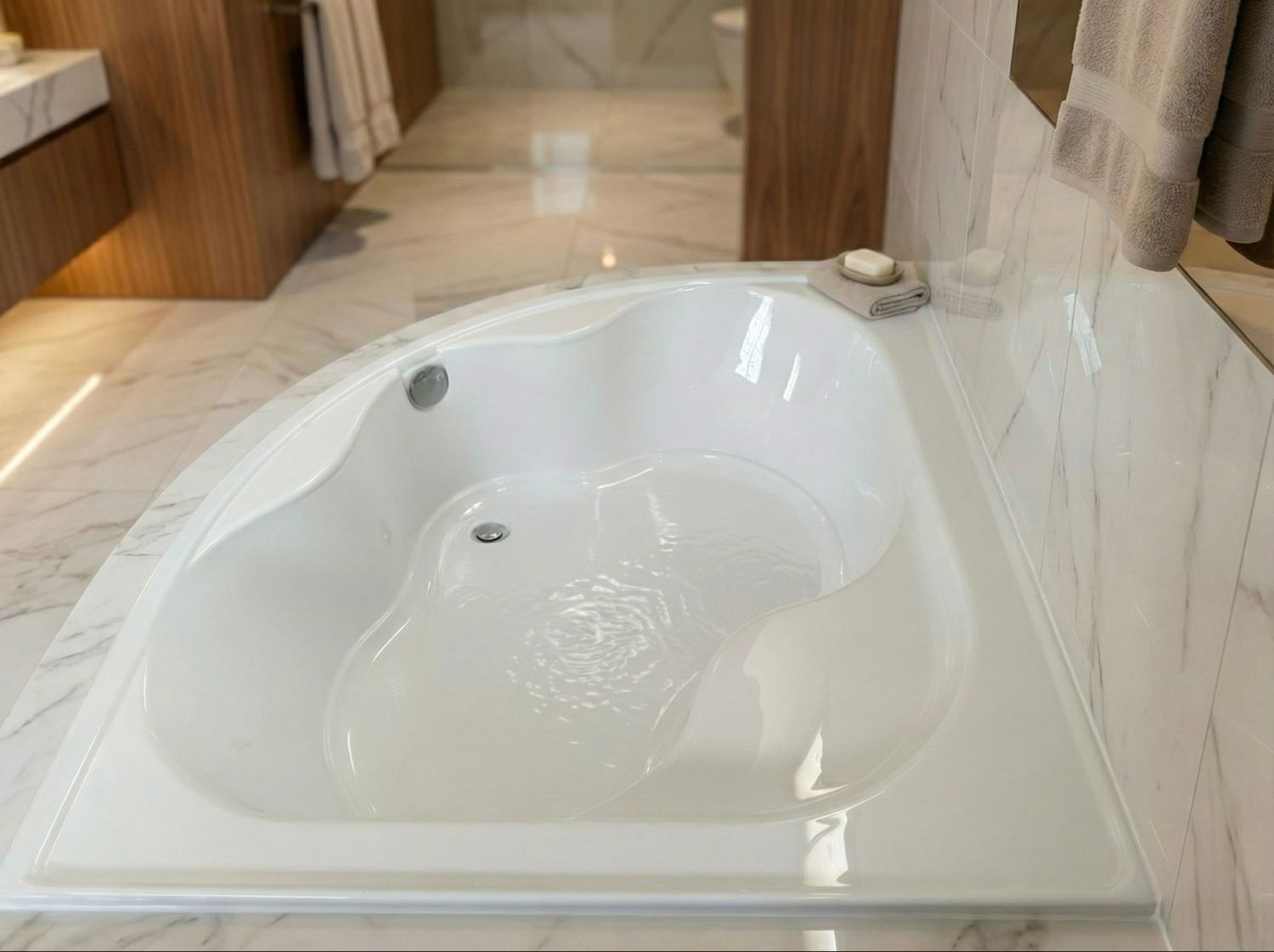 Baignoire d'angle Glass avec tablier, support et pieds - Série Lis - 140 x 140 cm — vue 3