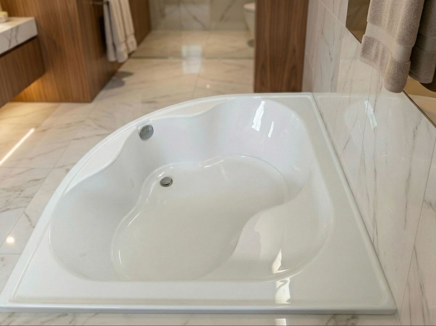 Baignoire d'angle Glass avec tablier, support et pieds - Série Lis - 140 x 140 cm — vue 5