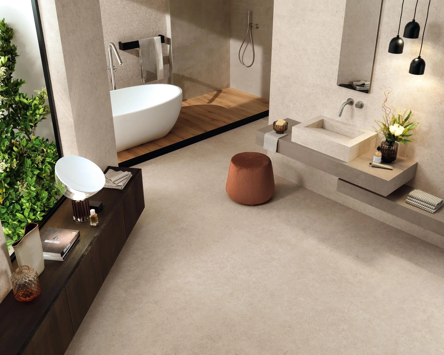 Mat Porcelain Stoneware Boost Stone Ivory R10 60 x 120 cm - Atlas Concorde