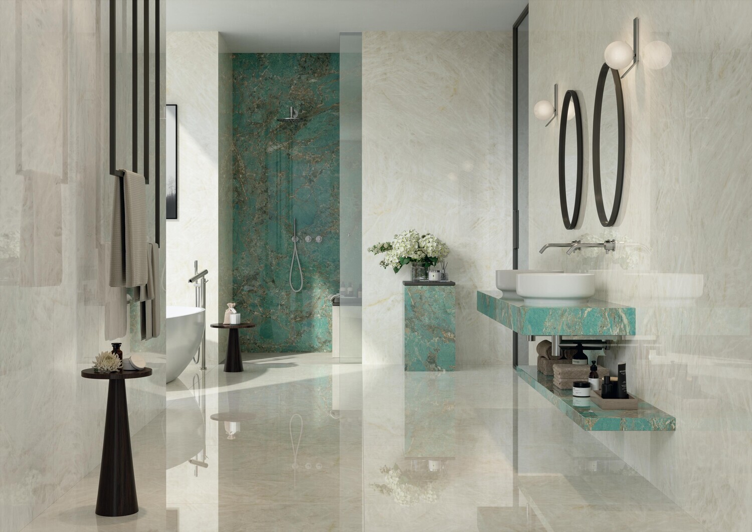 Grès cérame Marvel Gala Crystal White poli 120 x 120 cm - Atlas Concorde