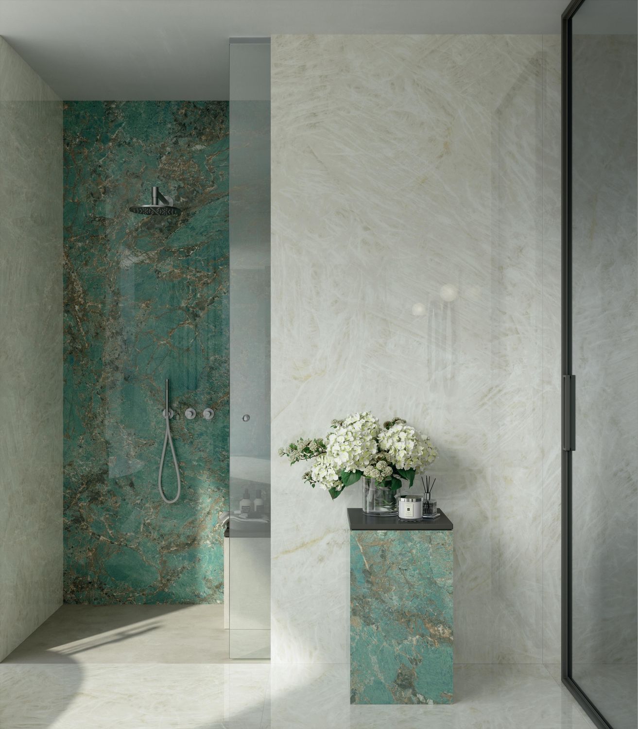 Marvel Gala Crystal White Glossy Porcelain Stoneware 120 x 120 cm - Atlas Concorde