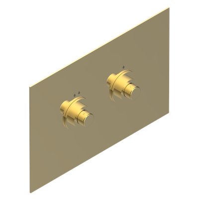 Plaque de commande dorée à deux boutons, plaque WC THG Paris, compatible avec bâti-support Geberit Sigma.