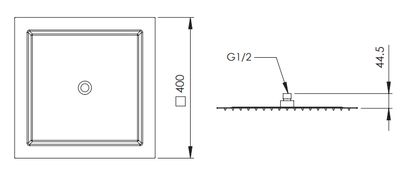Ultra-thin square Remer overhead shower 400 x 400 cm in matte black