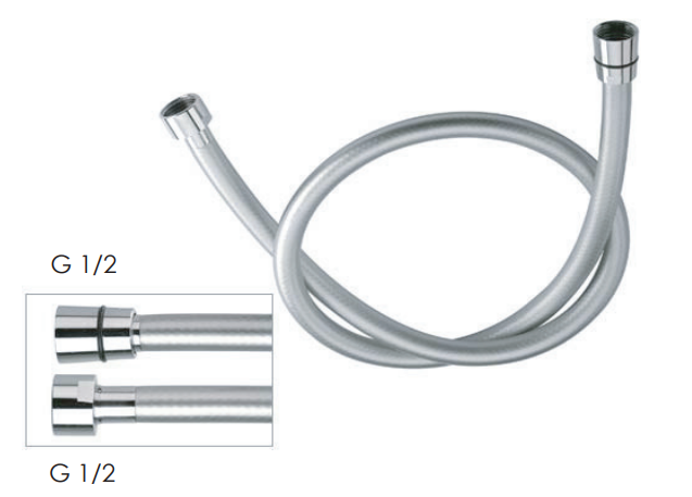 Flexible de douche Remer en PVC métallisé avec raccord conique (2 m) - vue 2