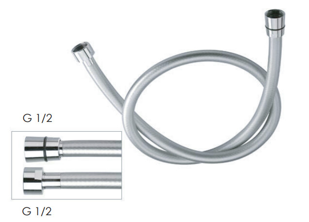 Flexible Remer PVC Metallic Shower Hose with Conical Connector (2 m)
