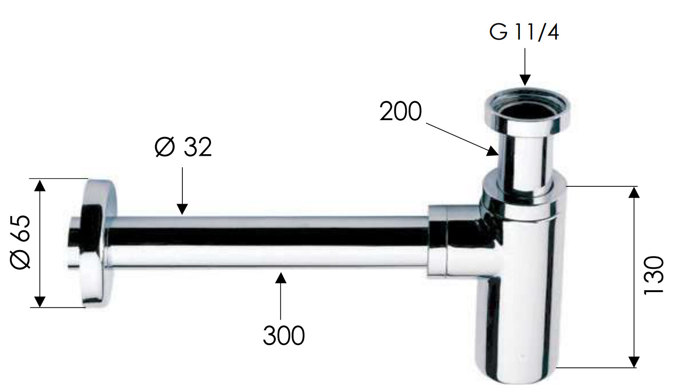 Siphon de lavabo Remer rond en chromé — vue 2