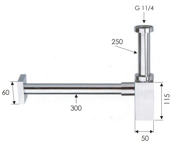 Siphon de lavabo Remer carré en chromé — vue 2