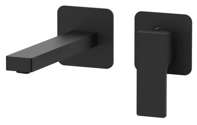 Mitigeur de lavabo encastré avec plaque horizontale Remer Absolute en laiton noir mat (bec 23 cm)