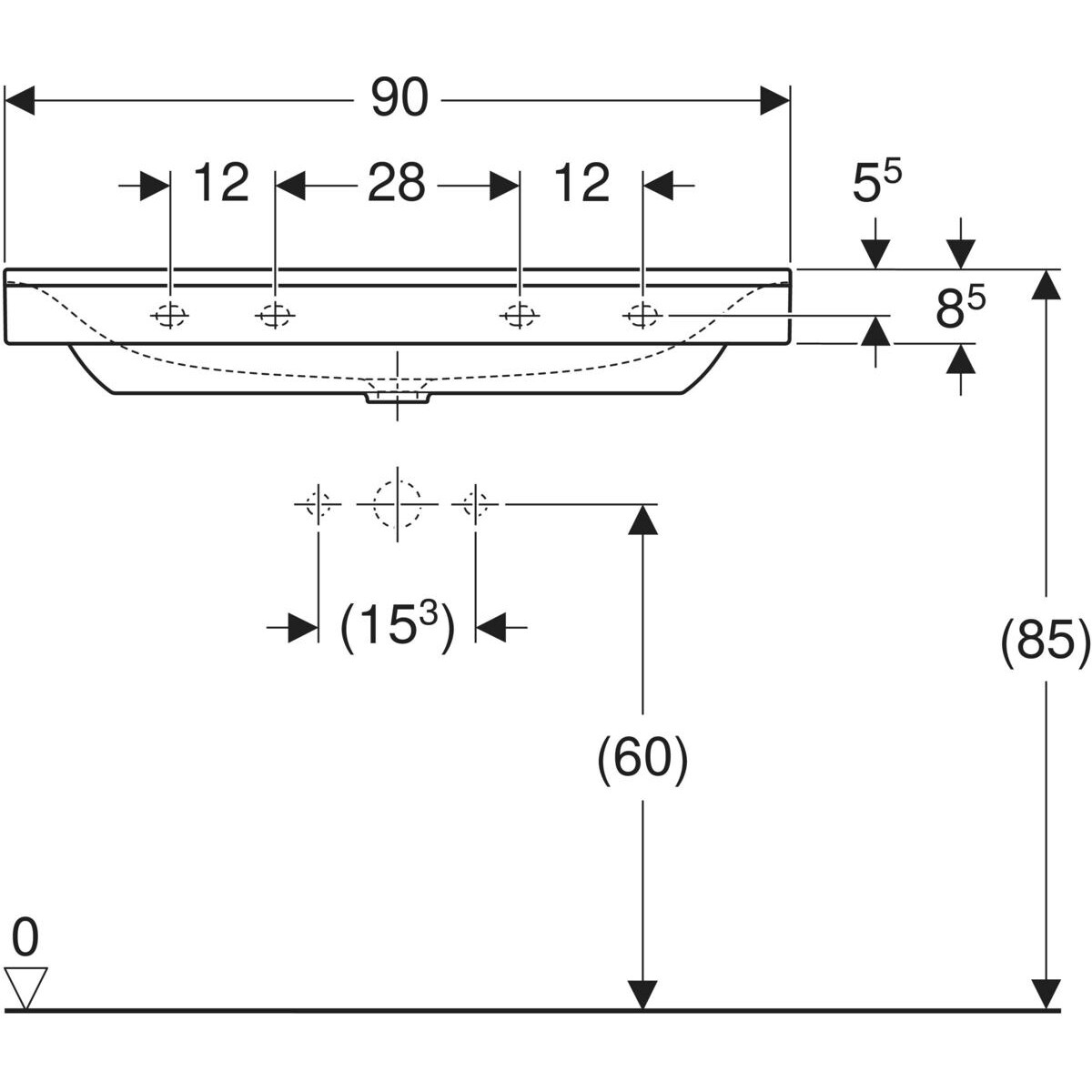 Plan-vasque Geberit Xeno² 90 cm — vue 5