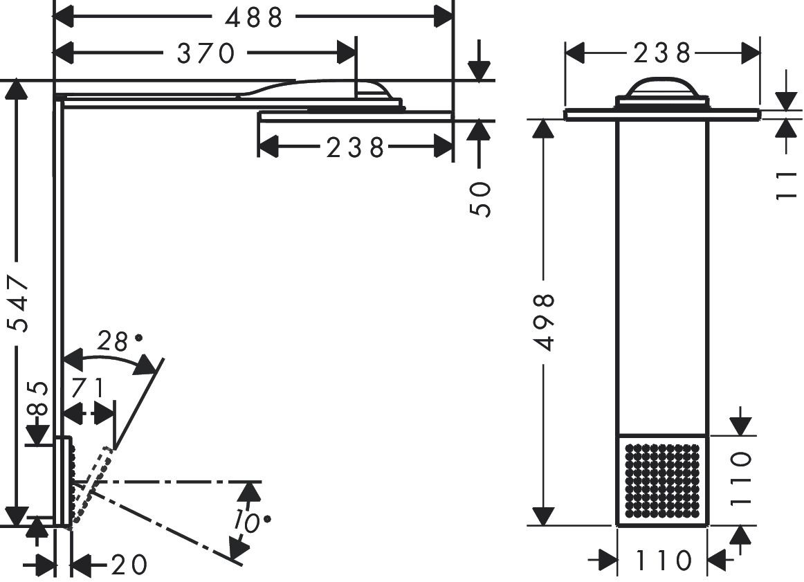 Module de douche de tête Axor ShowerComposition 250/250 2 jets avec douchette d’épaule, en noir mat