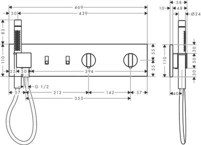 Module thermostatique encastré Axor ShowerComposition avec 2 fonctions en noir mat