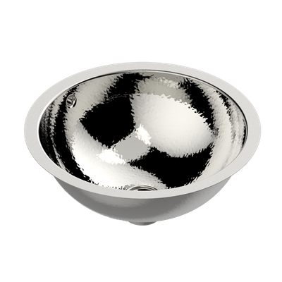 Vasque ronde à bord plat THG Paris en métal martelé nickel mat