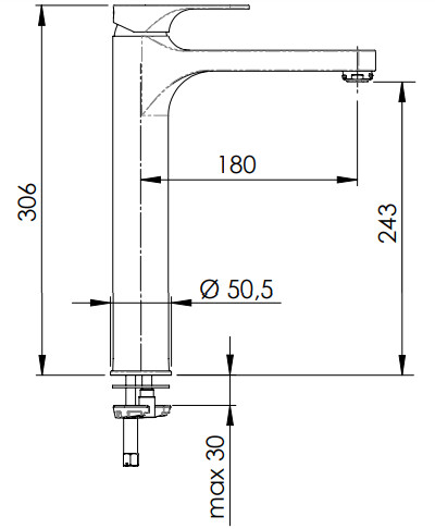 Mitigeur de lavabo Remer Classline 240 sans vidage en laiton chromé — vue 2