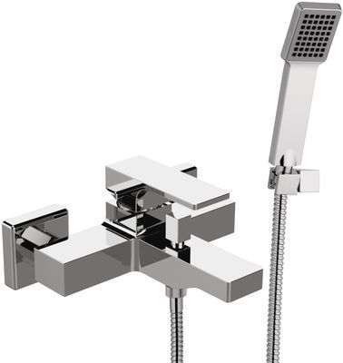 Exposed bath/shower mixer Remer Absolute with hose, hand shower, and articulated support in chrome-plated brass