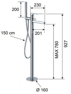 Mixer for bath/shower Remer Class Line for floor mounting in chrome-plated brass