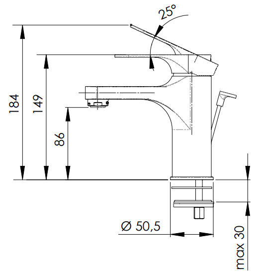 Mitigeur de lavabo Remer Classline 86 en laiton chromé avec tirette et vidage — vue 2