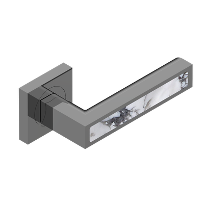 Paire de poignées de porte PVD graphite insert bianco carrara THG Paris - Collection "Genève"