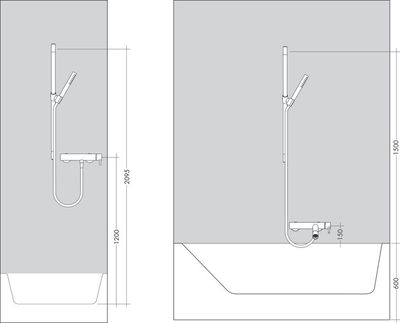 Barre de douche AXOR One avec douchette à main 1 jet Ecosmart 75 et coude de raccordement intégré en blanc mat