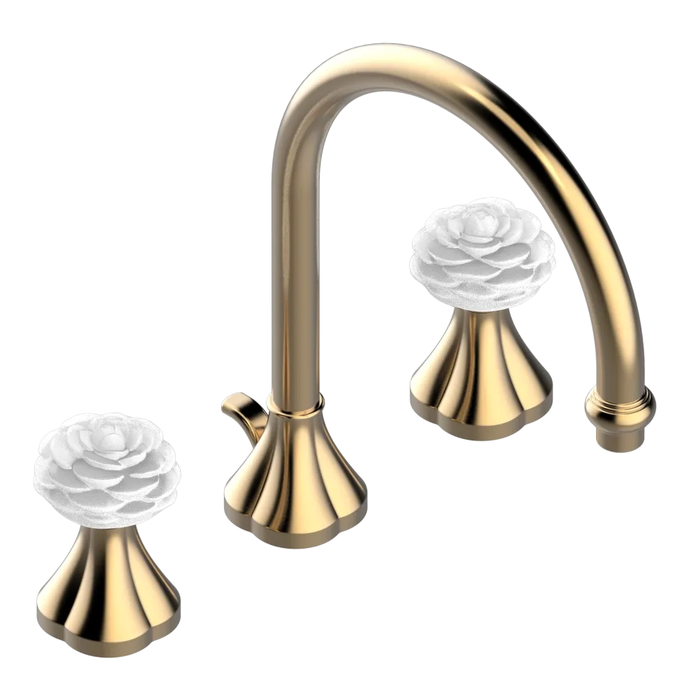 Mélangeur de lavabo 3 trous THG avec vidage - Collection "Camélia Cristal Clair" — vue 5