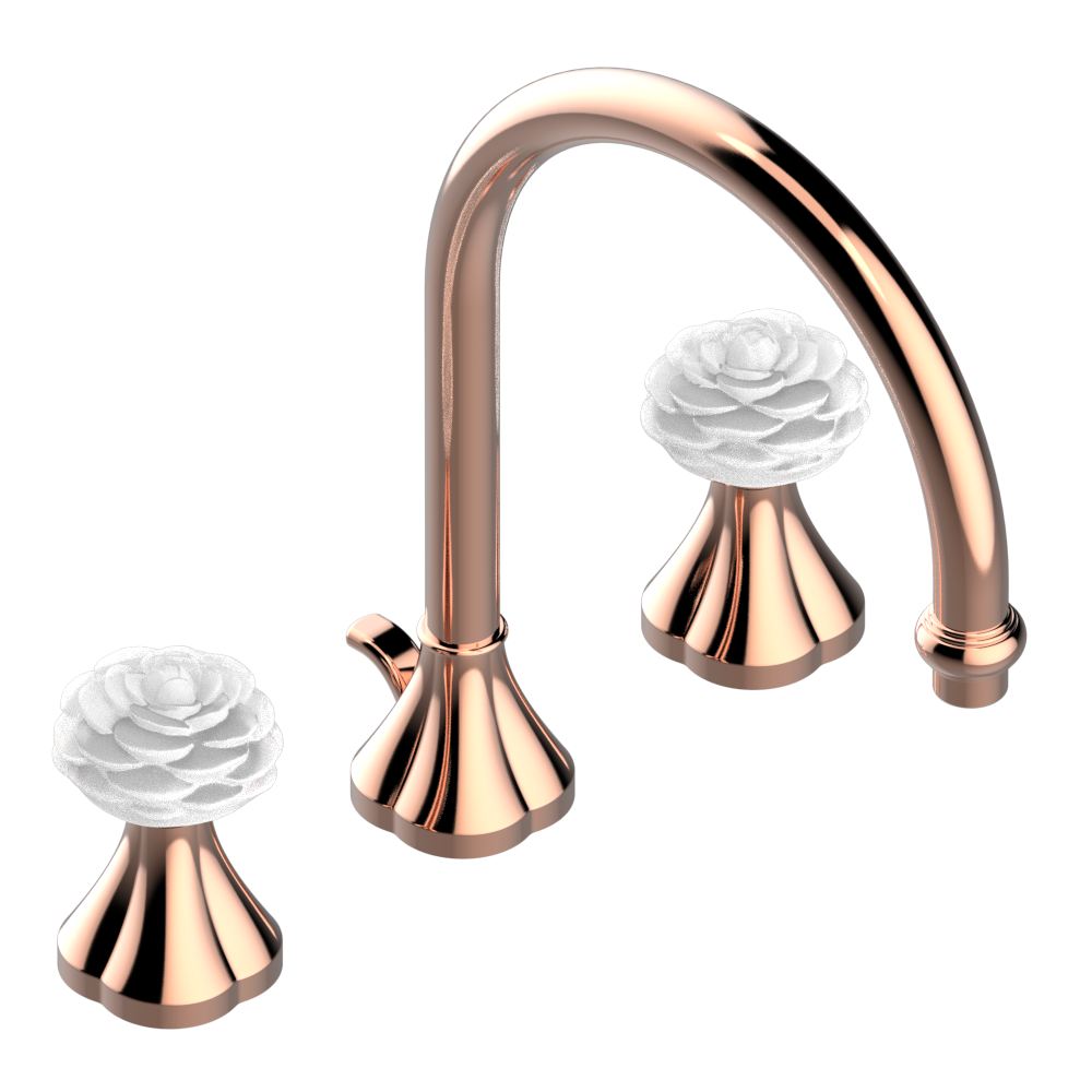 Mélangeur de lavabo 3 trous THG avec vidage pour serrage marbre - Collection "Camélia Cristal Clair" — vue 4