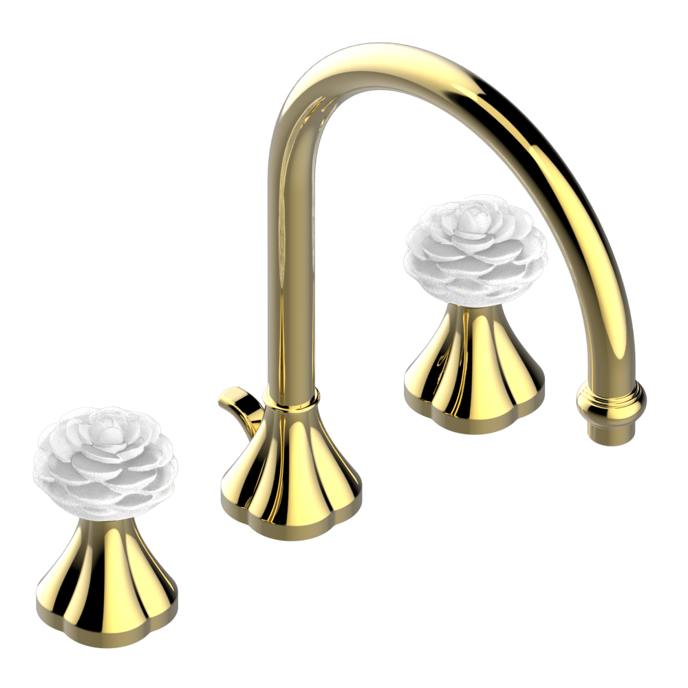 Mélangeur de lavabo 3 trous THG avec vidage pour serrage marbre - Collection "Camélia Cristal Clair" — vue 3