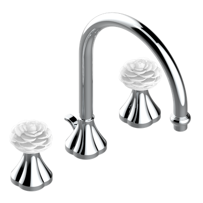Mélangeur de lavabo 3 trous THG avec vidage pour serrage marbre - Collection "Camélia Cristal Clair"
