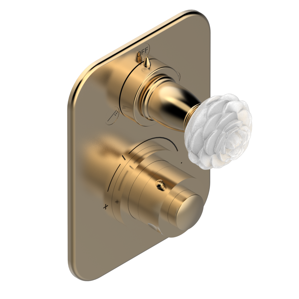 Set de finition THG pour douche thermostatique à encastrer 2 fonctions avec inverseur - Collection "Camélia Cristal Clair" — vue 5