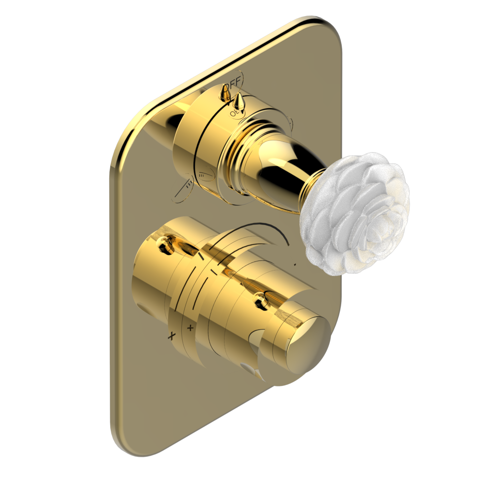 Set de finition THG pour douche thermostatique à encastrer 2 fonctions avec inverseur - Collection "Camélia Cristal Clair" — vue 3